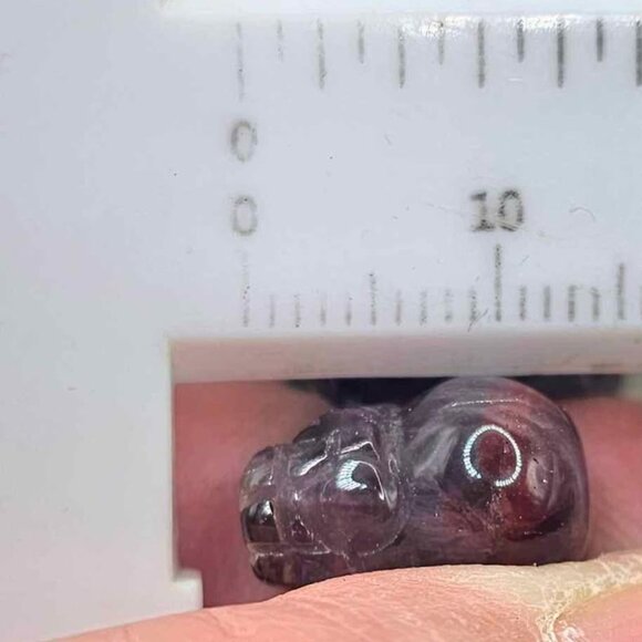 Nature Auralite 23 Hand Carved Pi Xiu Purple Garnet Feng Shui Bracelet - Picture 7 of 10